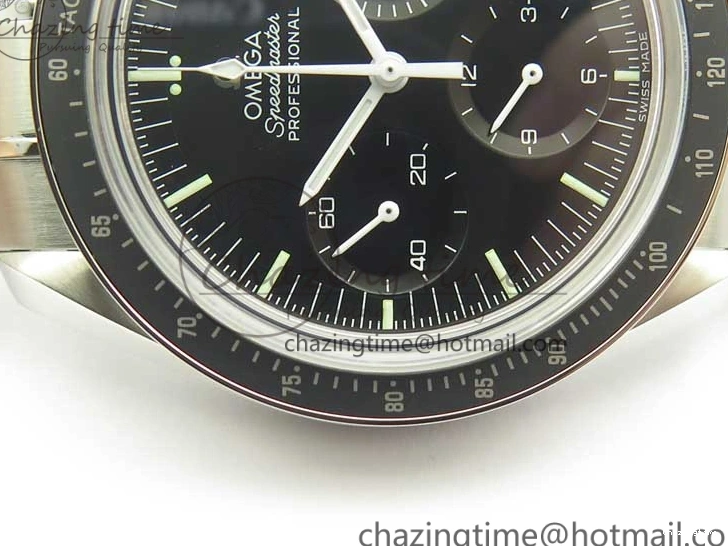 0419 Durable Speedmaster Professional SS OMF Best Edition Black Dial on SS Bracelet Manual Winding Chrono Movement 7995
